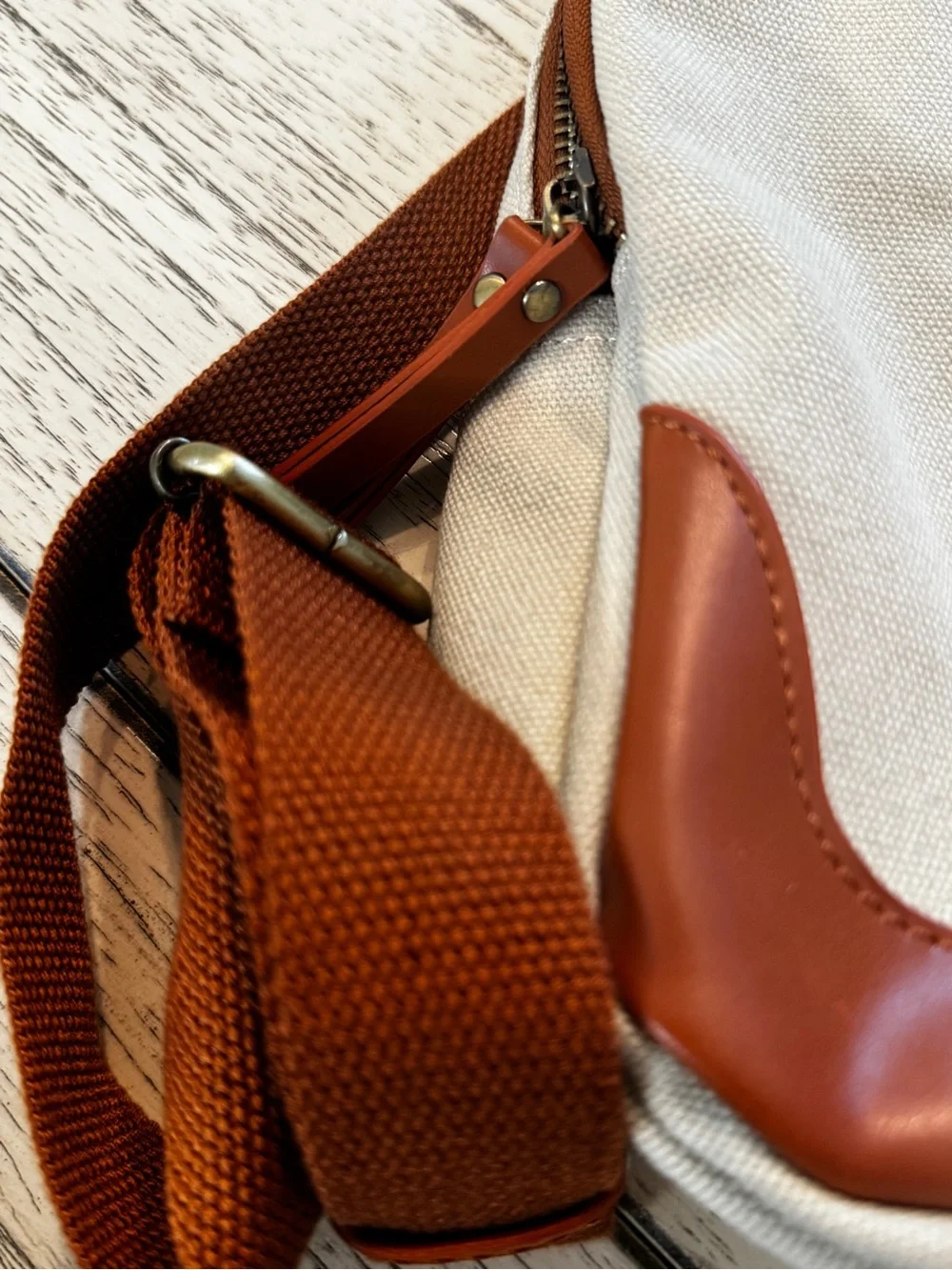Antik Kraft Samara Canvas Sling Backpack Crossbody Cream Brown